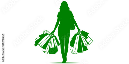 Successful Shopping Trip Customer Bags Silhouette