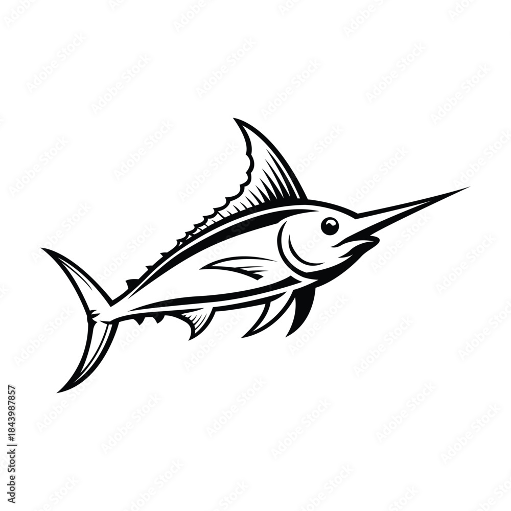Naklejka premium marlin fish mascot logo vector design template modern style