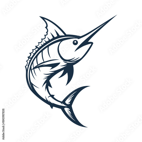 marlin fish mascot logo vector design template modern style