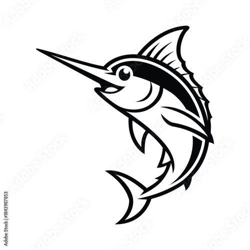 marlin fish mascot logo vector design template modern style