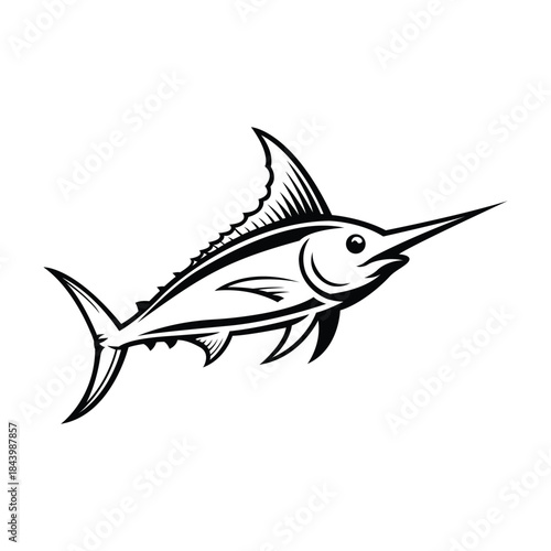 marlin fish mascot logo vector design template modern style