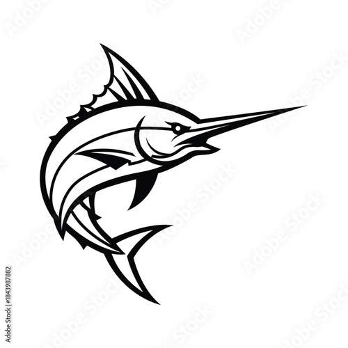 marlin fish mascot logo vector design template modern style