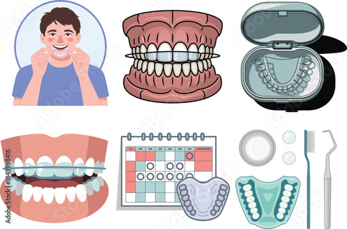 Teeth retainer orthodontic devices with braces aligners and tools