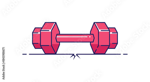 a heavy pink dumbbell cracking the ground beneath illustrating concepts of immense pressure strength and overload for fitness design.