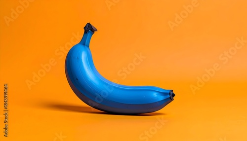 Blue Banana on Orange Background - A Pop Art Still Life.