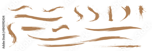 Abstract golden paint smear collection