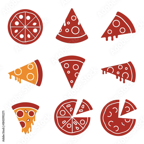 Pizza Food Illustration Icon Collection