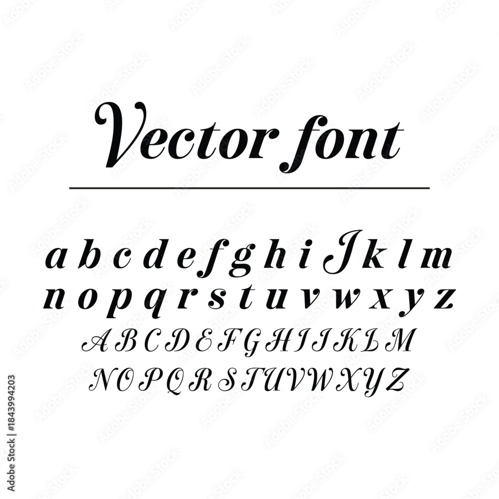 Obraz premium Elegant Vector Font: Italic Script & Calligraphy Style