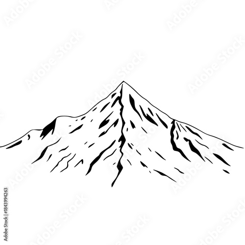 Vector-Style Snowy Mountain Peaks with Flat Gradient Sky.