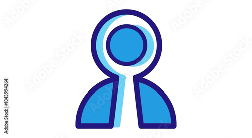 blue user identity icon with offset shadow representing a person privacy and secure access for digital systems.
