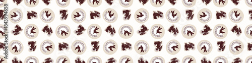 Religious nativity scene trim. Hand drawn angelic messenger for Christian Christmas vector. Lino cut Angels ribbon. 