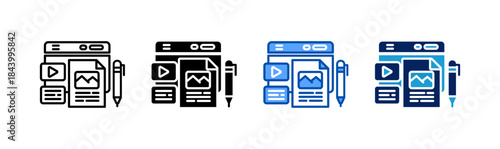 content icon set multiple style collection