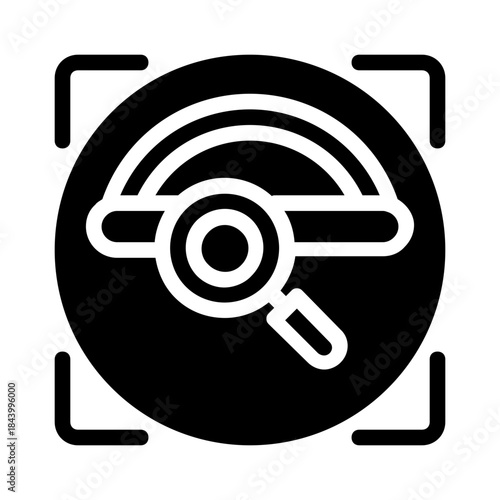 Focus target or search magnifying glass icon useful for website design, graphic design, presentations, marketing materials, and search engine concepts.
