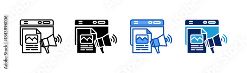 content marketing icon set multiple style collection