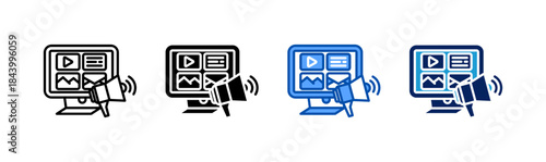 digital marketing icon set multiple style collection