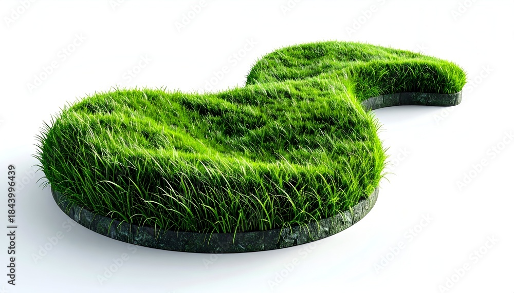 Fototapeta premium Unique Grass-Covered Seat Shaped Like a Musical Note.