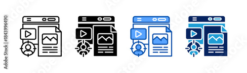 Content Personalization icon set multiple style collection