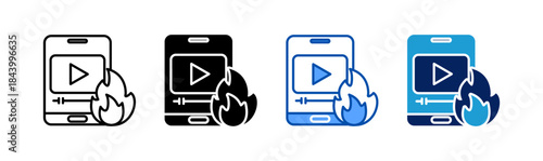 viral content icon set multiple style collection