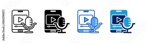 podcasting icon set multiple style collection