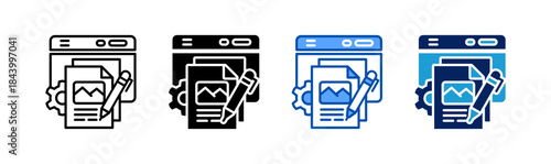 content planning icon set multiple style collection