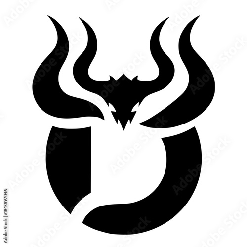 Silhouette of the letter D with horns