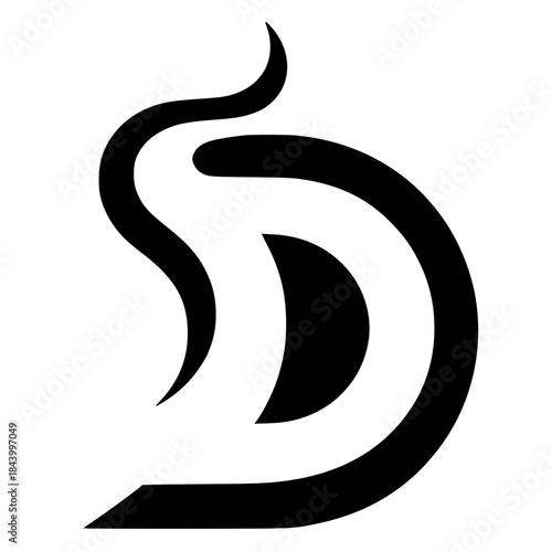 Silhouette of the letter D with horns