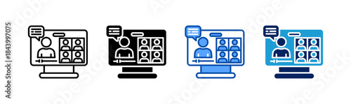webinars icon set multiple style collection