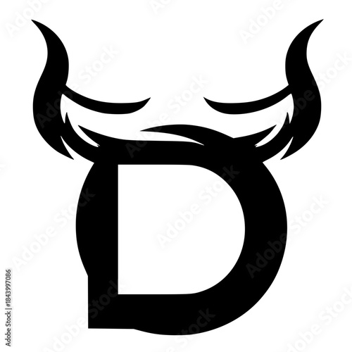 Silhouette of the letter D with horns