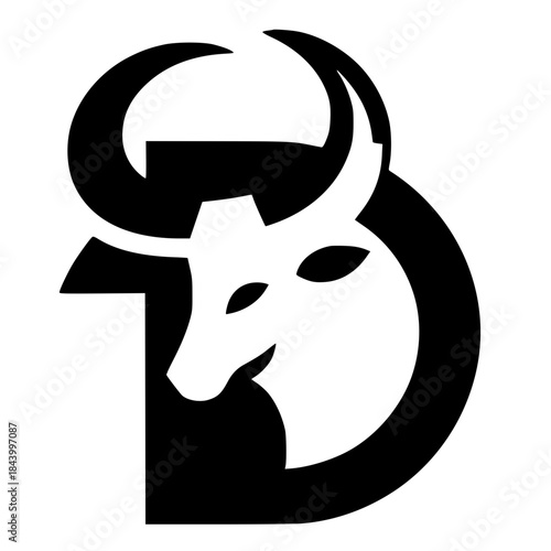 Silhouette of the letter D with horns
