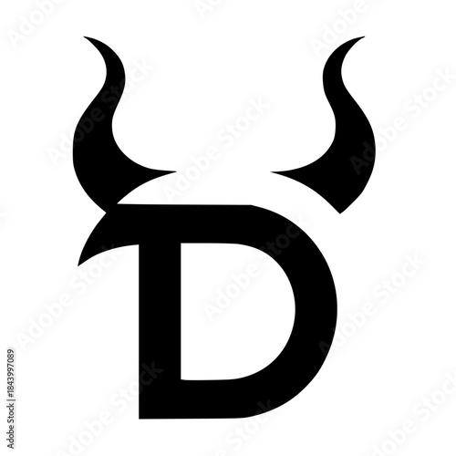 Silhouette of the letter D with horns