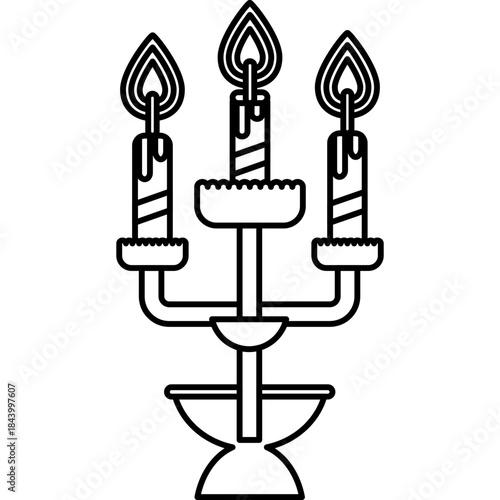 multi-candle-holder-line-art-icon