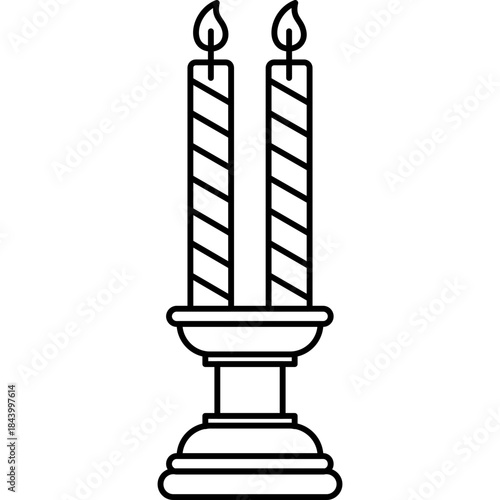 double-christmas-candle-outline-icon