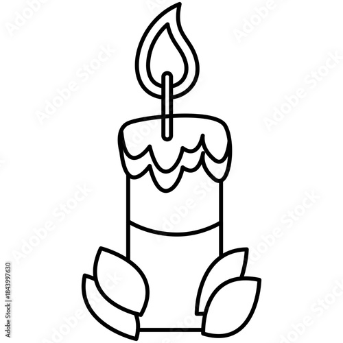 holiday-candle-doodle-outline-icon