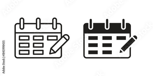 Calendar pen icon design element, vector illustration. Editable vector collections.