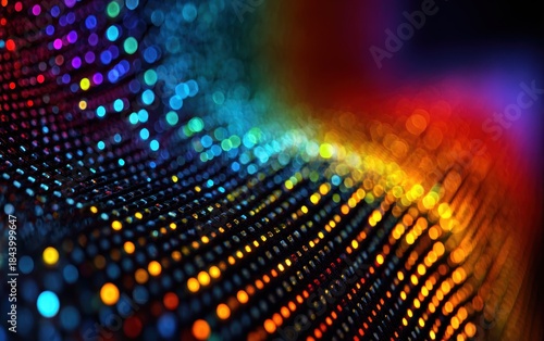 Colorful Abstract Wave with Bokeh Lights in Vibrant Spectrum