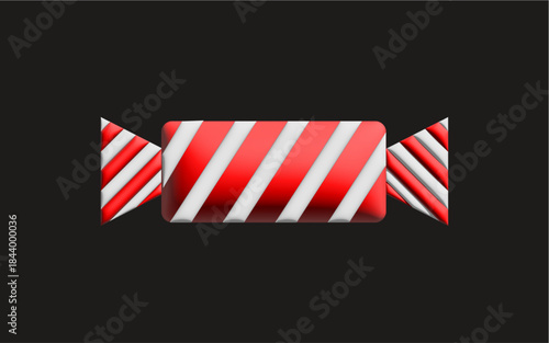 Festive Peppermint Candy Minimalist 3D Illustration on Dark Background