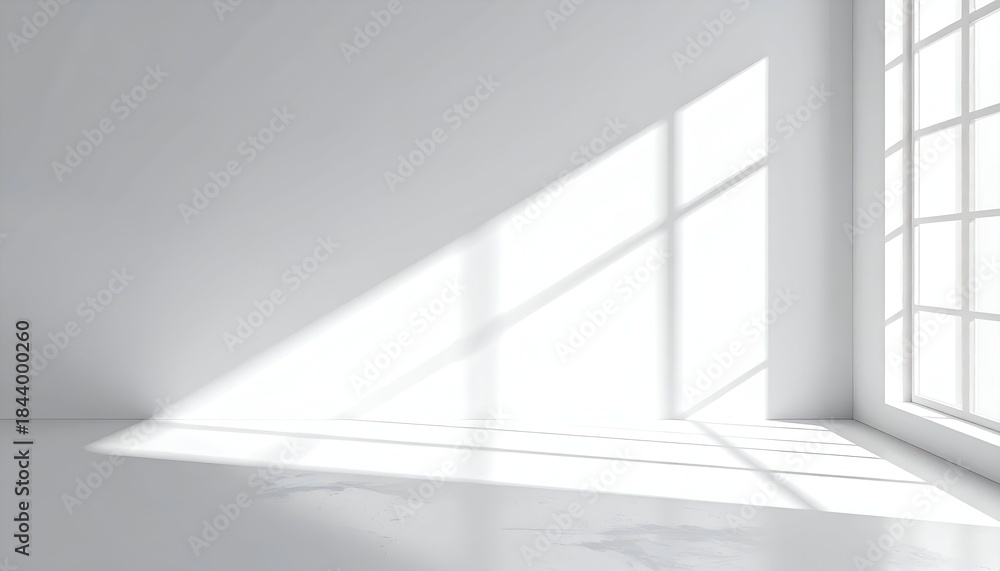 Fototapeta premium Bright White Room with Sunlight Streaming Through Window.
