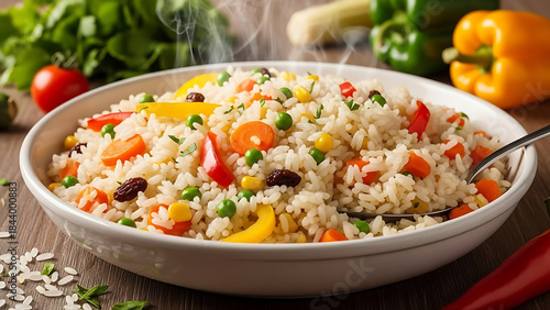 Colorful Brazilian Arroz A Grega Served for Christmas Celebration