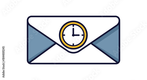 envelope with clock icon symbolizing a time-sensitive email or scheduled message for urgent communication and important digital deadlines.