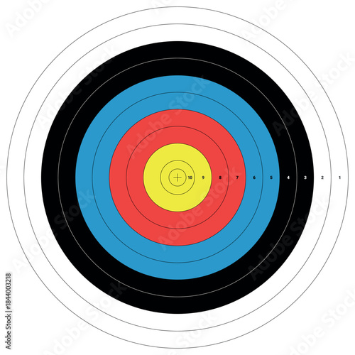 archery target board, goal with points, printable vector illustration