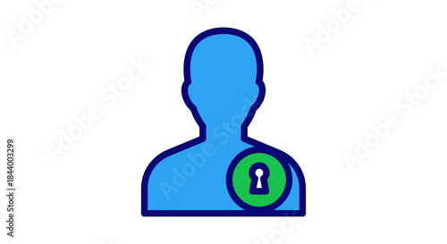 locked user account icon person silhouette with keyhole symbol representing digital identity protection data privacy and secure access online.