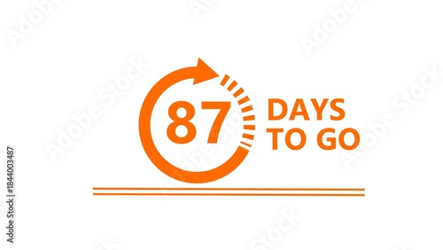 87 Days to go illustration on white background. Calendar Counting Days.  87 Days countdown number.