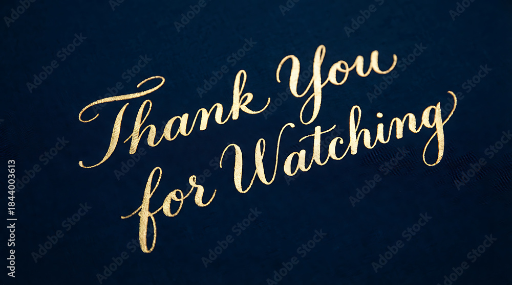Obraz premium Elegant Golden Thank You for Watching Calligraphy 1.