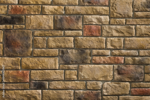 Vibrant and Colorful New Brick wall detailed background pattern photo with vignette