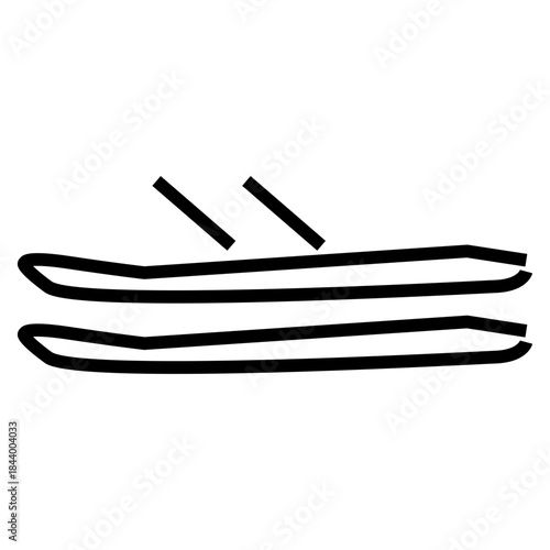 black and white ski board winter outline icon vector
