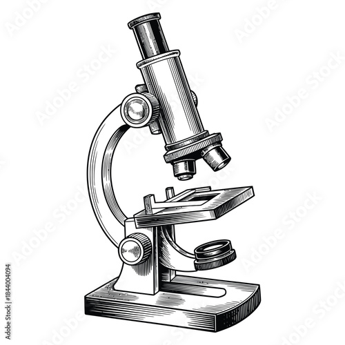 Detailed illustration of a vintage microscope a tool for scientific observation