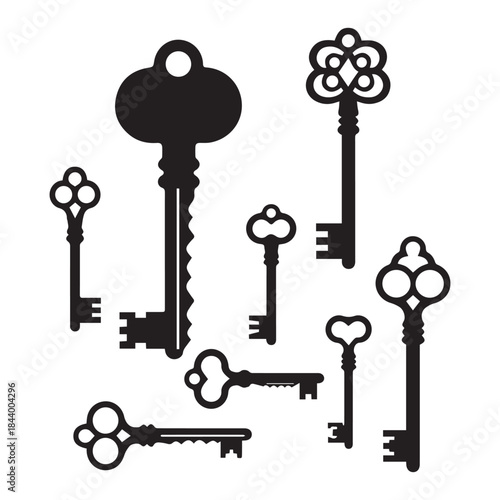Decorative Old Keys Collection – Retro Lock & Key Design Icons