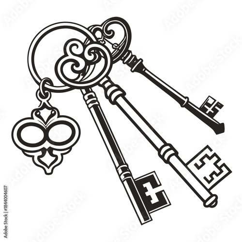 Vintage Skeleton Keys Vector Set – Classic Antique Key Illustrations