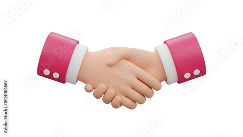 A stylized 3d illustration of two hands shaking, symbolizing partnership and agreement