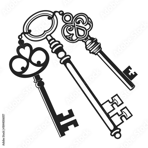 Vintage Skeleton Keys Vector Set – Classic Antique Key Illustrations